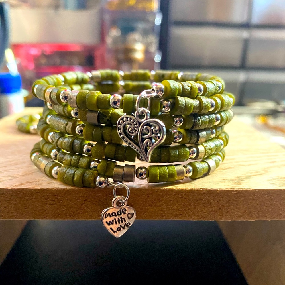 six layers memory bead bracelet and earrings